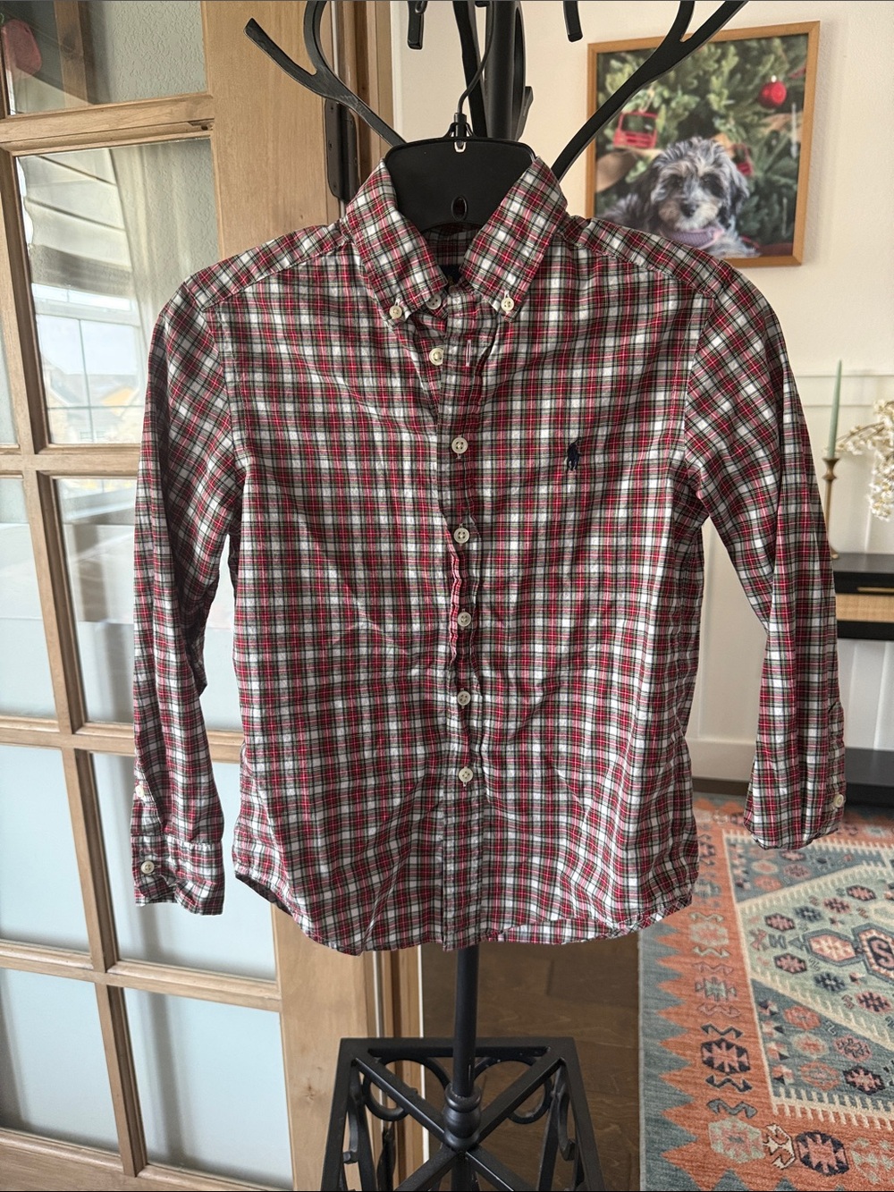 Ralph Lauren Boys Red Green Plaid Button-Down Shirt